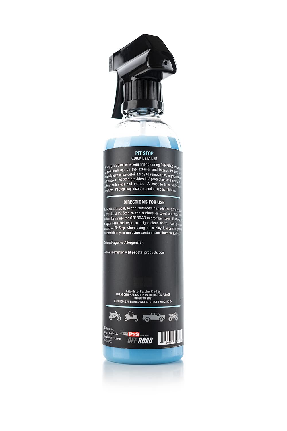 P & S PROFESSIONAL DETAIL PRODUCTS P&S Off Road Pit Stop Quick Detailer Easy Use for Side by Sides ATVs UTVs Interior Exterior Cleaner with UV Protection Safe on All Finishes 16 oz. Spray