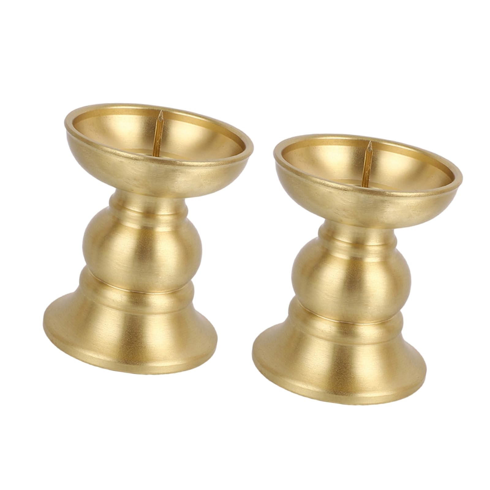 Elnwnnkc Multicolor 2Pcs Brass Holders For Altars Decors Religious Ceremonies Home Temple Worship Antique Tealight Stand Oil Lamp Brass Worship Stand