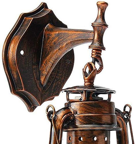 Miniatura 5 de DYRABREST Rústico linterna montado en la pared Vintage Retro Metal jardín al aire libre lámpara luz E27 (Y)