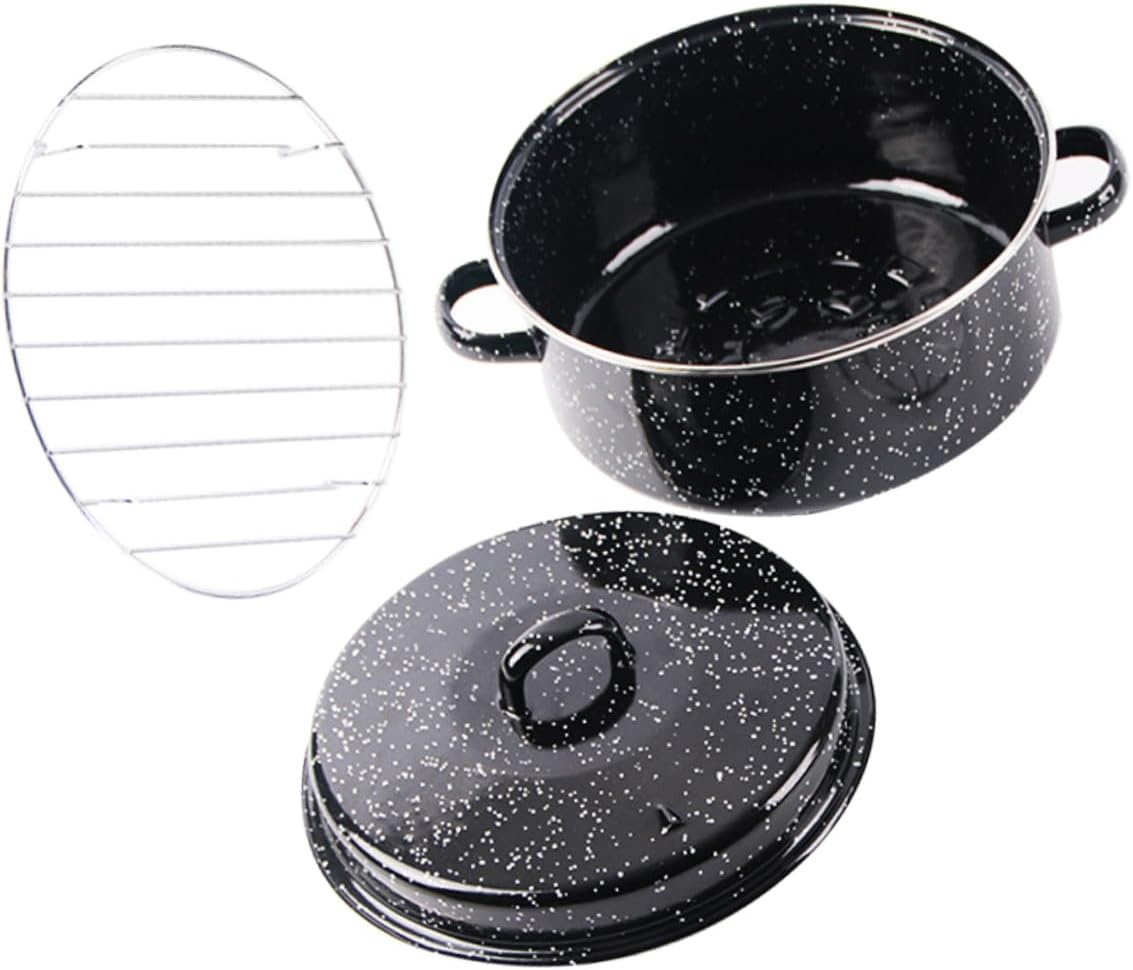 Enameled Roasting Pan for Sweet Potatoes Covered Cooking Pot with Lid Multi-Functional Baking Dish for Home Use