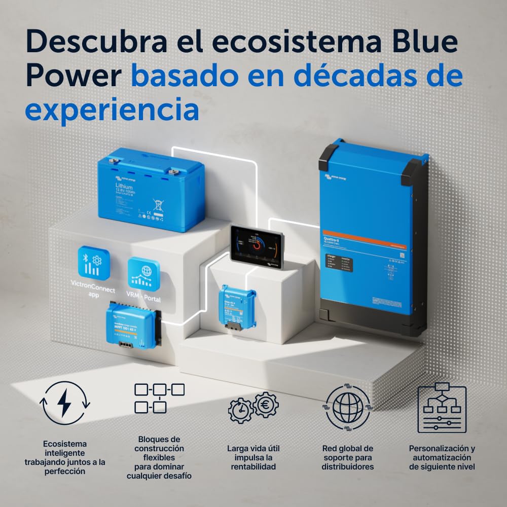 Victron Energy SmartSolar MPPT Controlador de Carga Solar 150V 60 amperios 12/24/36/48-Voltios (Bluetooth) para MC4 | Controlador de carga solar Bluetooth MPPT para paneles solares con conexión MC4