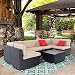 Suncrown Outdoor Furniture Grey Wicker Conversation Set with Glass Top Table (4-Piece Set) All-Weather | Thick, Durable Cushions with Washable Covers | Porch, Backyard, Pool or Garden