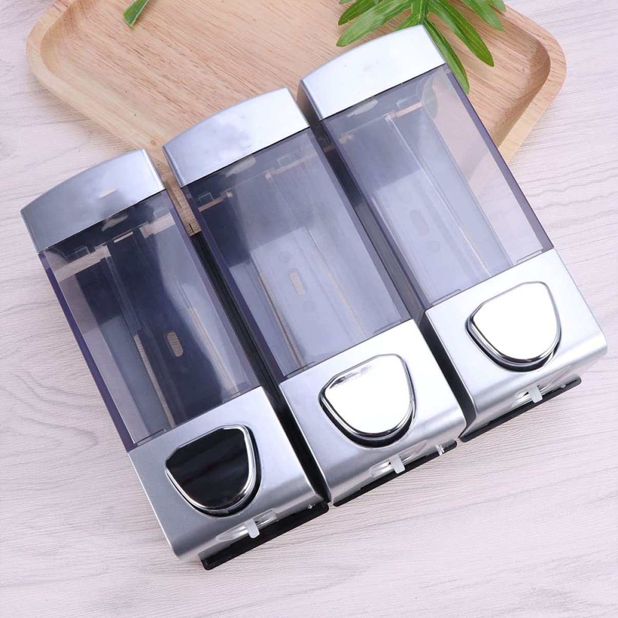 Ciieeo Dispenser Da Parete Per Sapone Liquido e Shampoo Triplo, Erogatore a Pompa Trasparente, Pompa Per Gel Doccia e Balsamo, Per Bagno, Cucina e Hotel