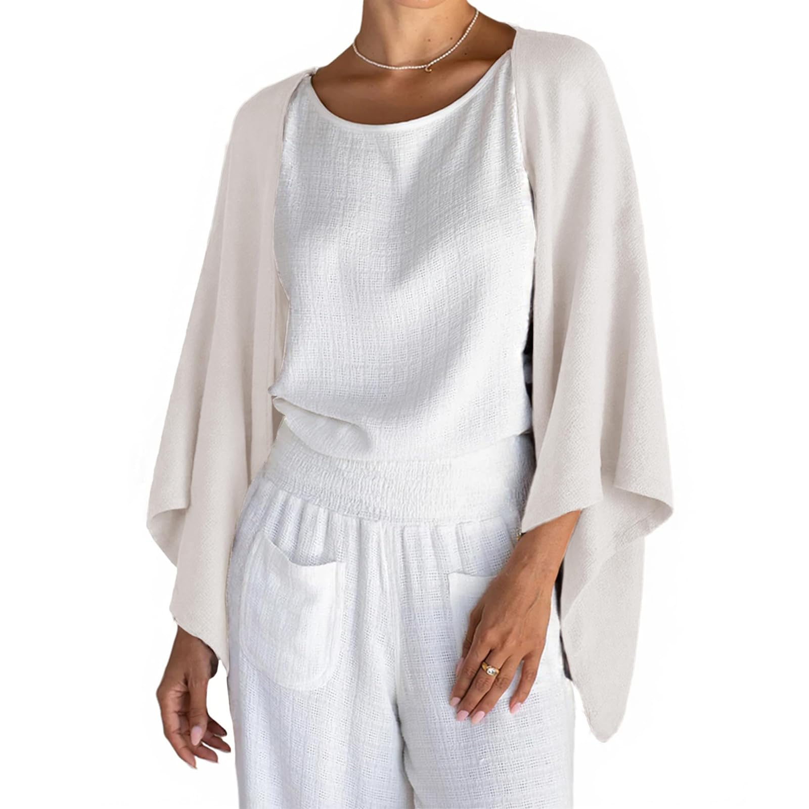 Women's Linen Cardigan Summer Lightweight Poncho Shrug Open Front Cover Ups Poncho Loose Shrug Sweaters