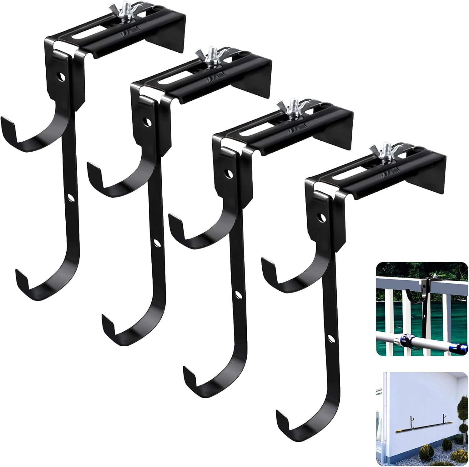 SHTALHST Pool Pole Hanger,4PCS Adjustable Metal Pool Hooks