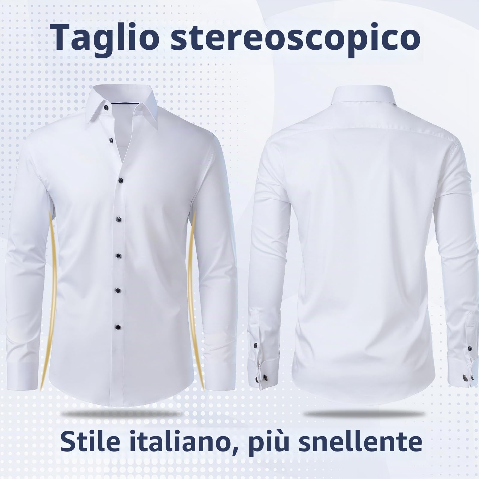 Gollnwe Men's French Cuff Dress Shirt Slim Fit Stretch Solid Long Sleeve Shirts Bussiness Formal