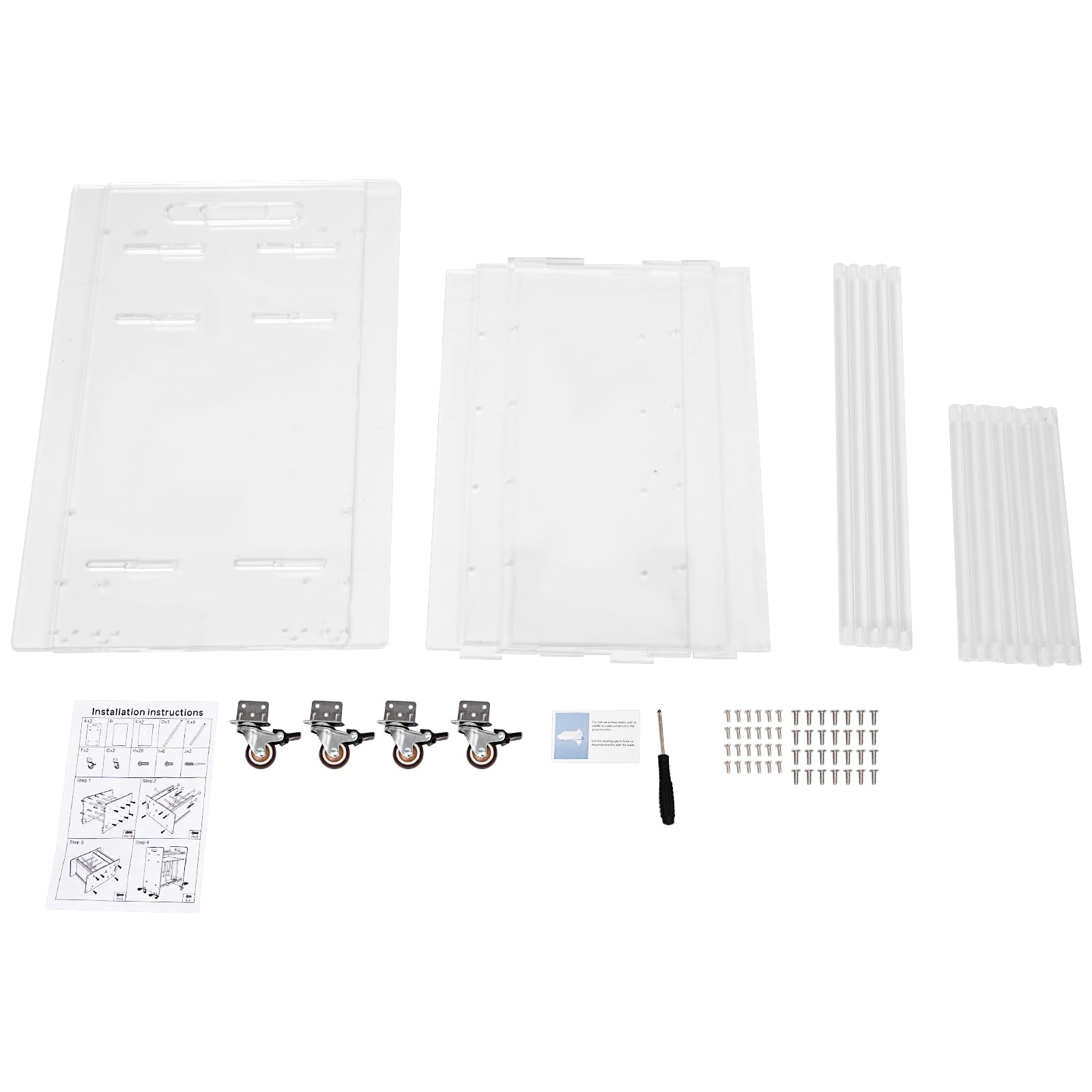 Mesa auxiliar de acrílico con ruedas, soporte para discos de vinilo y tocadiscos, soporte moderno para salón, 3 niveles, mesa de almacenamiento para CD, libros, transparente, 48 x 35 x 63 cm, 20 kg