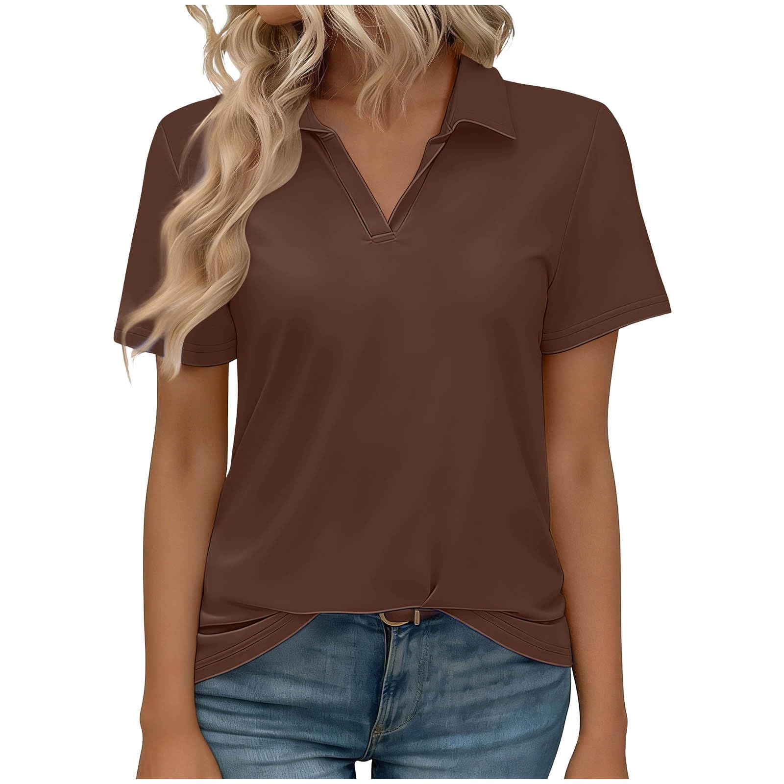 Women's Golf Shirts Short Sleeve Polos Collared Tennis T Shirt Dressy Casual V Neck Business Tunic Top Summer Tshirt - 1