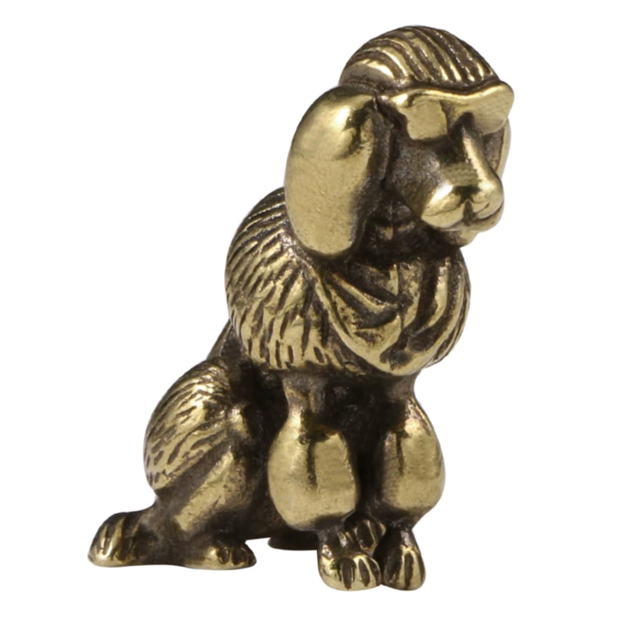 JTDZ Antique Spectacled Poodle Dog Figurine Pure Copper Small Animal Statue Puppy Sculptures Desktop Tea Pet Ornament for Home Office Garden Display Decor