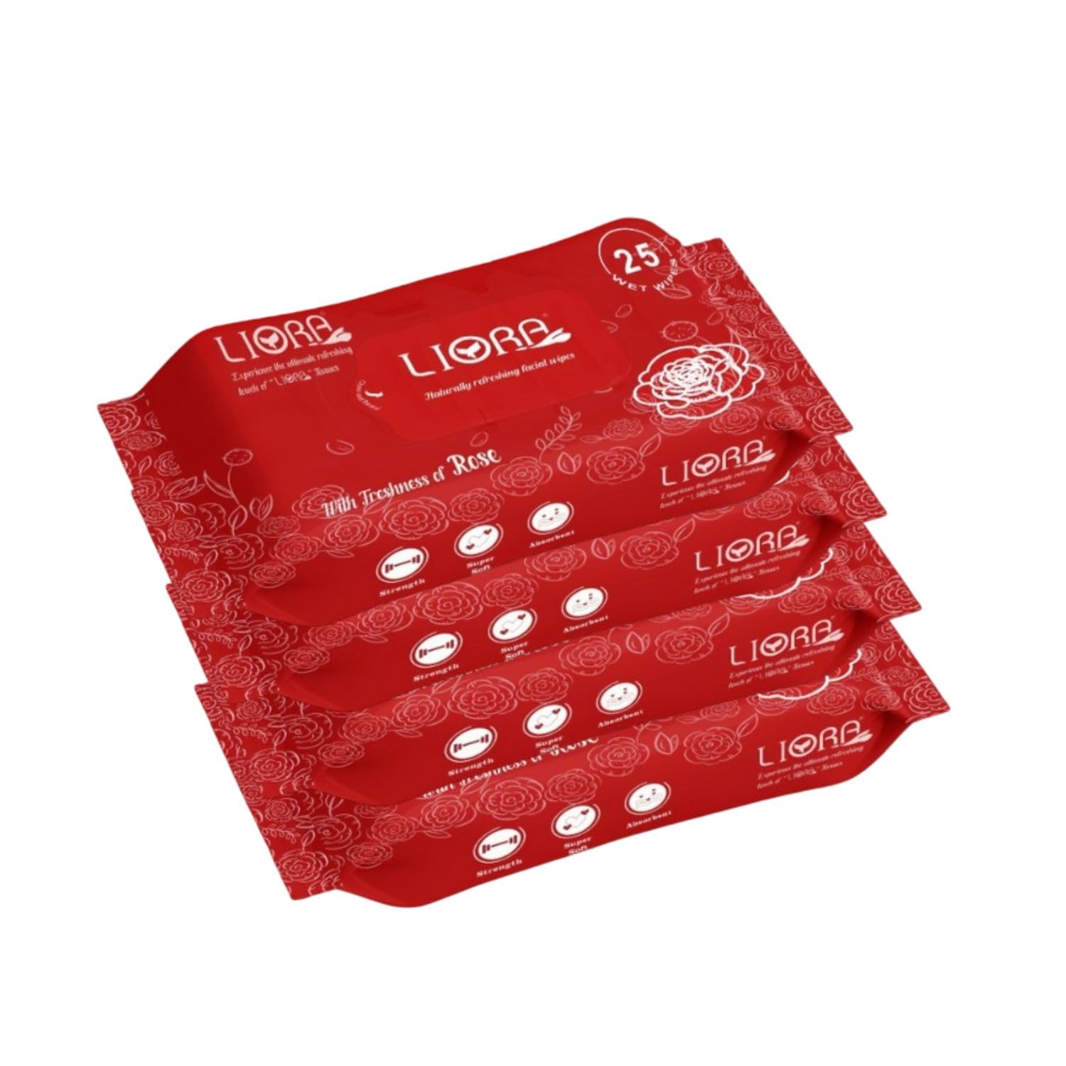 Liora Rose Refreshing Wipes, 2x25 Wipes, Chemical Free, Herbal Ingredients With Aloe Vera, Orange and Coconut Extract, Alcohol and Paraben Free (Pack Of 4)-image-3