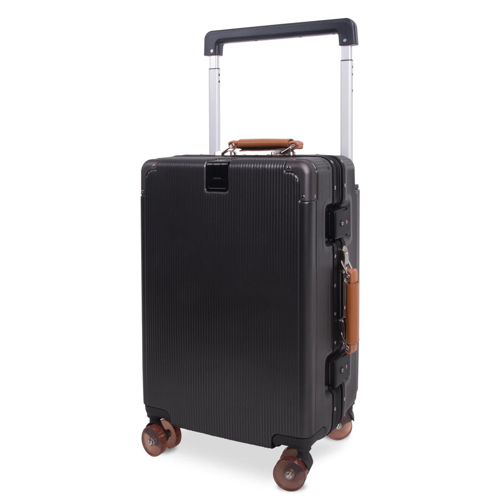 20 Inch Carry On Luggage, PC Hardside Suitcase with Aluminum Frame, Wide Double Handles, TSA Lock, Folding Cup Holder & Hidden Hook, 360° Silent Spinner Wheels, 40L Capacity for Travel & Business