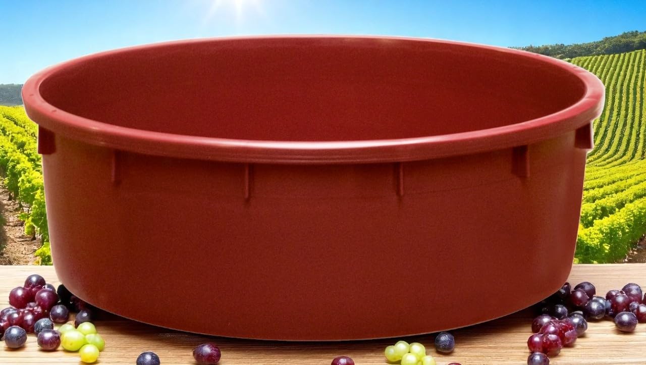 Mobil Plastic | Mastello alimentare basso 275 litri in plastica resistente | Per vendemmia, alimenti e liquidi | Color vinaccia