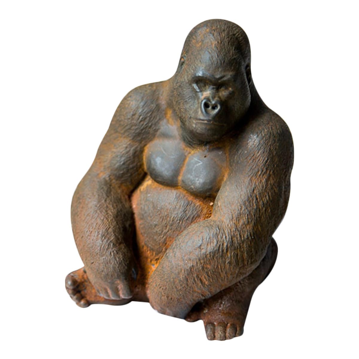 NUOBESTY Eiserne Miniatur Gorilla Statue Vintage Tierfigur aus Robustem Eisen Kreative Deko für Wohnzimmer Büro und Sammler Stabile Tischskulptur mit Rustikalem Charme