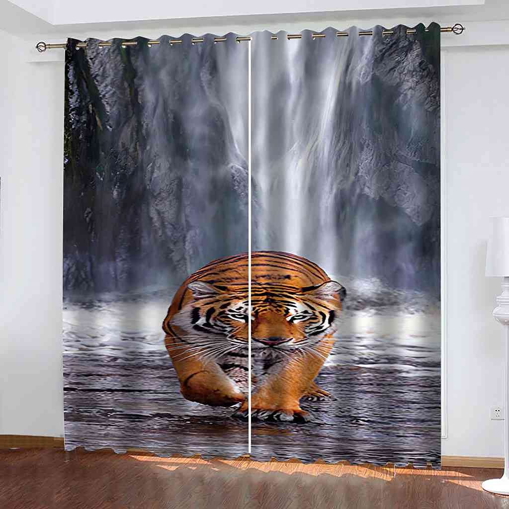 Rideau salon occultant et thermique pour créer un cocon apaisant avec motif tigre