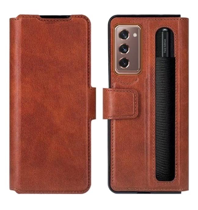 Image of WHITBULL Royal Leather Magnetic Flip case Compatible for Samsung Galaxy Z Fold 7 5G (Brown)
