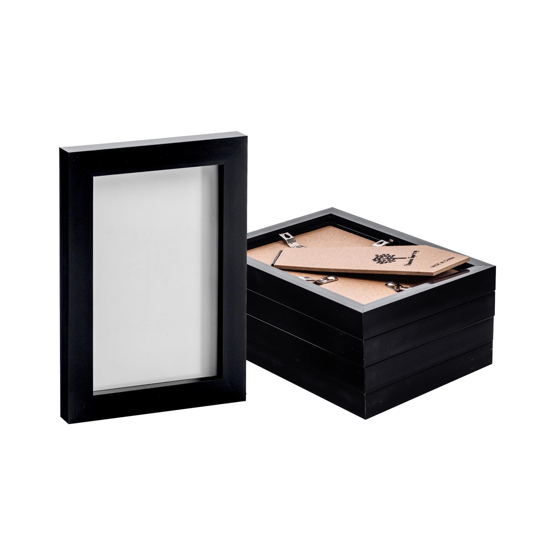 Nicola Spring Photo Frames - Fits Photo Size 4 x 6 (10 x 15cm) - Pack of 5 - Black Picture Frame Wall Mounted Small Portrait Photo Frame with Stand Freestanding Photo Certificate Display Poster Frame