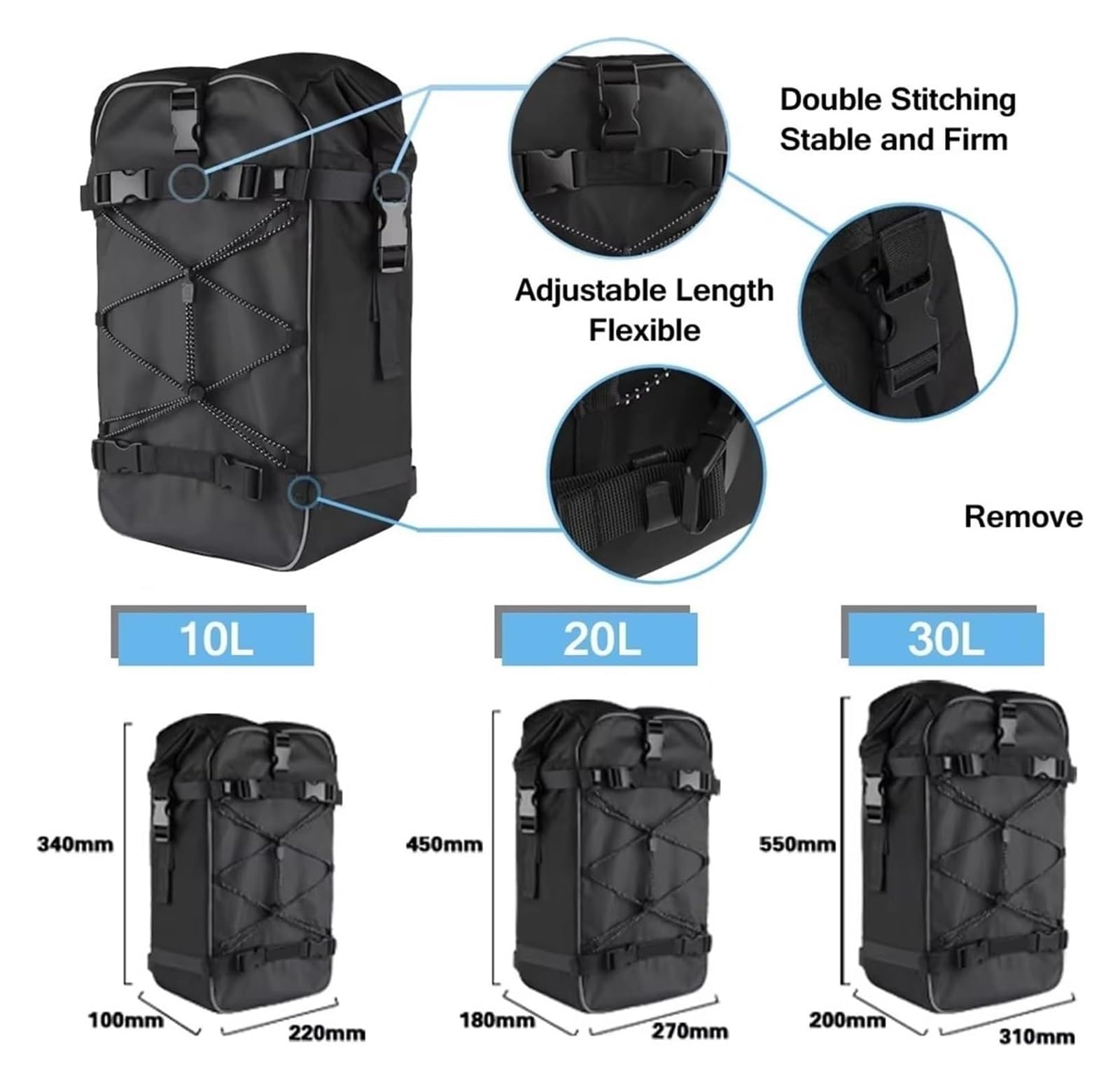 Moto Paraurti Borsa per Moto per Guzzi per V85TT per Adventure 850 Borsa Zaino Laterale da Paraurti Bagaglio Sella(30L)