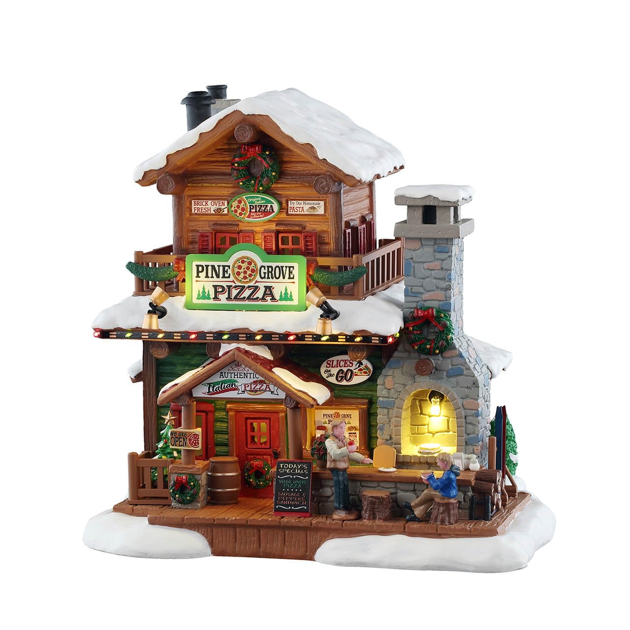 Pizzería Iluminada LEMAX para Decorar el Salón en Navidad y Crear Villas Animadas