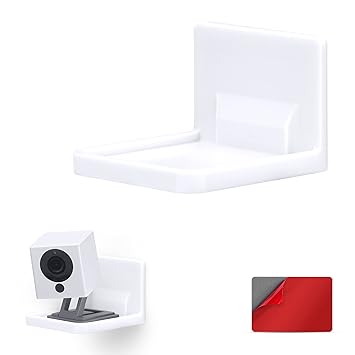 Mini Square Shelf Mount for Security Cameras, Baby Monitors, Speakers, Plants & More, Universal Holder, Strong Adheasive,, No Mess, Screwless by Brainwavz (White)