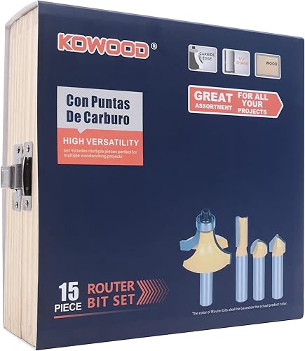 Miniatura 13 de KOWOOD Juego de 15 brocas de enrutador de 1/4 de pulgada para principiantes