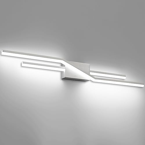 Miniatura 1 de SOLFART Lámparas de baño de 40 pulgadas, luces de tocador de níquel cepillado, lámparas LED para baño S8600-1020-NK-6000K-D