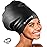 Extra Large Swim Cap for Braids and Dreadlocks Afro Hair Weaves Long Hair, Waterproof Silicone Cover Ear Bath Pool Shower Swimming Cap for Women Men Youth Adult Girl to Keep Hair Dry, Black XXL