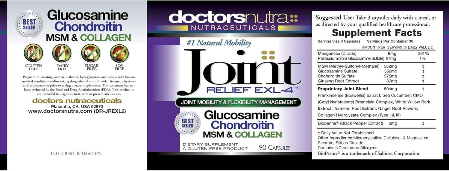 Joint Support Supplement (Pack of 2) with Glucosamine, Chondroitin, MSM and Turmeric