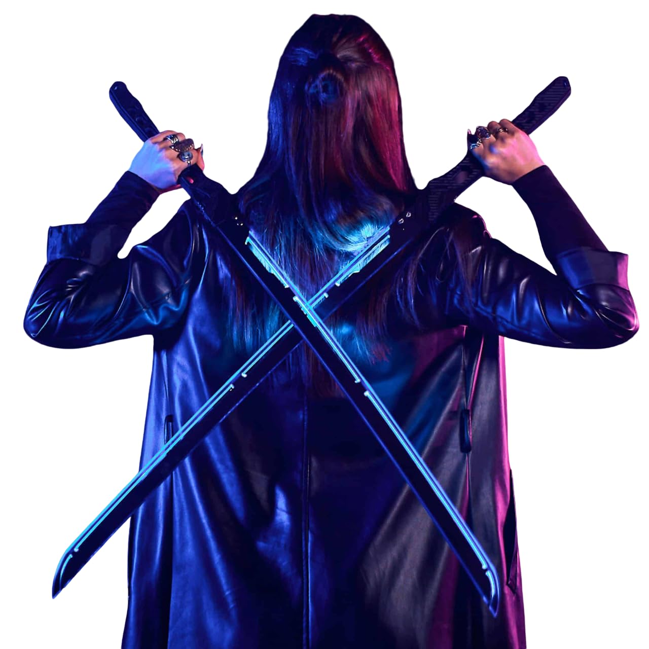 Phantom LED Cyberpunk Katana Sword Prop Replica Cosplay Gift Sword Lights (No Harness Strap, Blue)