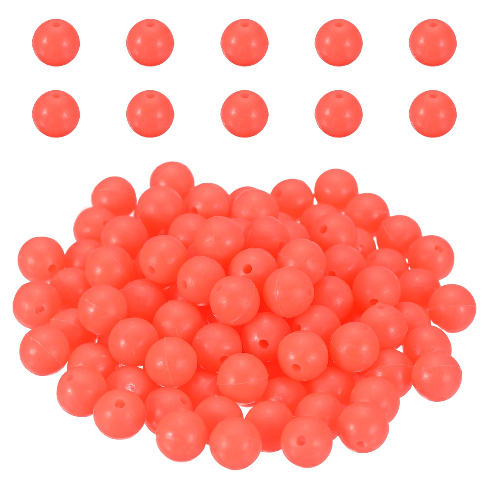 YELARXI 250 Pcs Glow Fishing Beads, 12mm Plastic Luminous Round Hard Bait Egg Lure Rigs Freshwater Saltwater for Fishing Rigs for Catfish Rig Outdoor Tackle Tool, Red