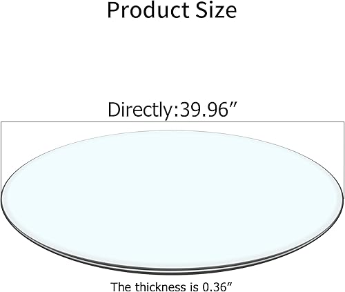 Miniatura 6 de Mesa redonda de vidrio templado de 40 pulgadas, mesa circular transparente de 0.35 pulgadas de grosor con 6 anillos de goma antideslizantes,
