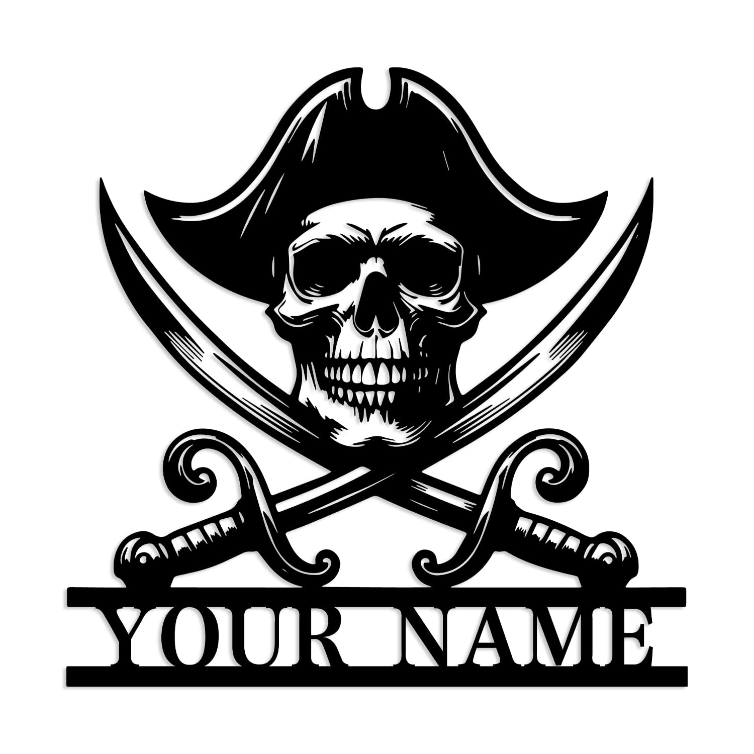 Kissesuu Pirate E Personalized Custom Name Pirate Metal Wall Decor,Custom Pirate Metal Wall Art,Personalized Pirate Ship Name Sign Home Decor,Piracy Birthday Gift,Personalized Nautical Decor, Pirate Themed Wall Decor