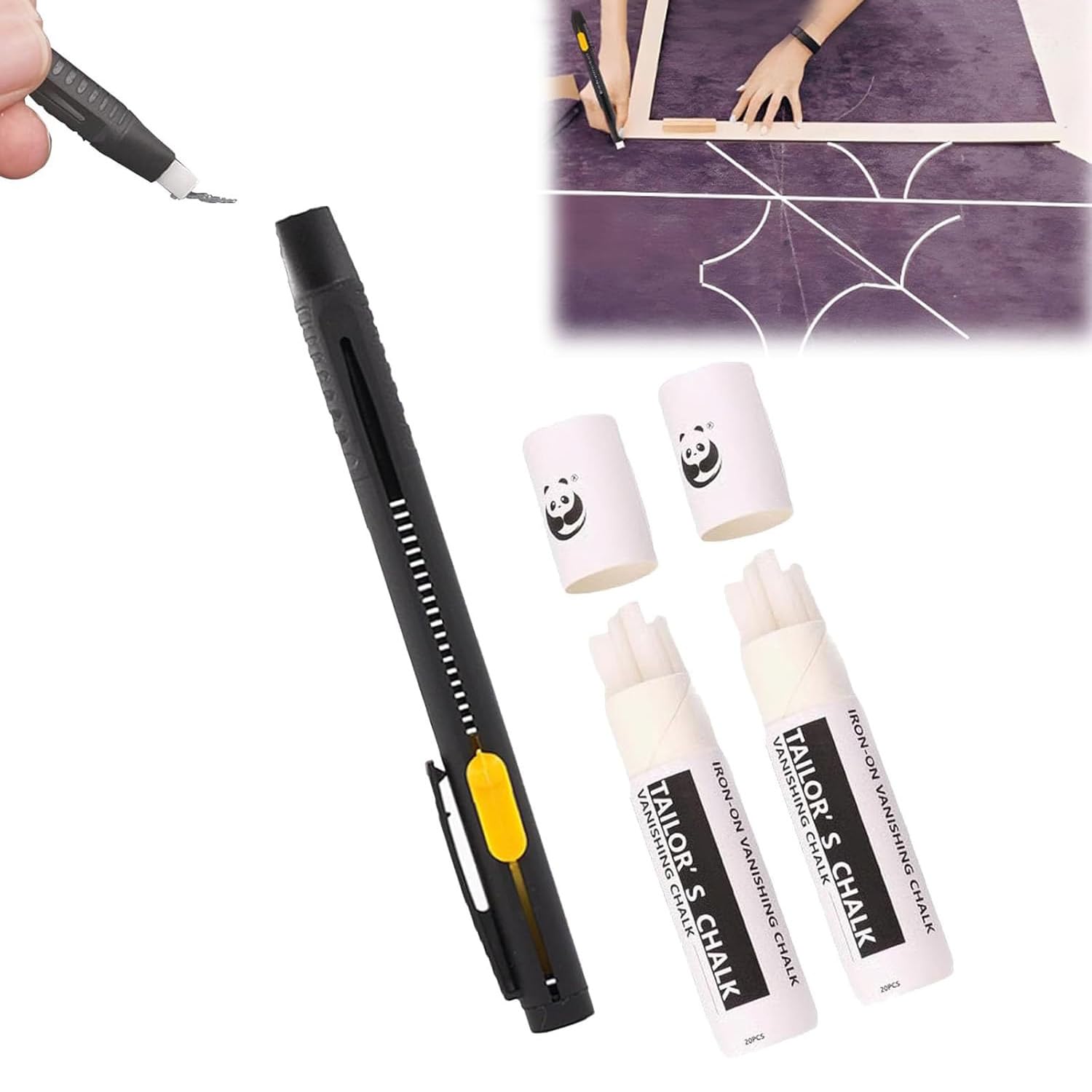 Heat Erasable Fabric Marker for Sewing,High temperature disappearing Positioning Chalk,Washable Erasable Replaceable Refill Marker Pen,Suitable for Cotton, Knitted Fabrics,DIY Sewing Tools (White,B)