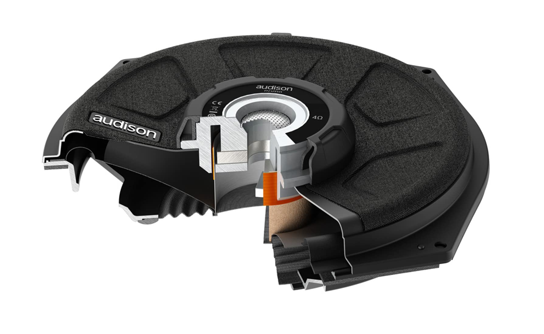 Audison Subwoofer Plano APBMW S8-4.2 de 200 mm para BMW/Mini, Instalación bajo Asiento, 4 Ω, 300 W, 150 W Continuo, 40 Hz a 500 Hz, Montaje Empotrado con Control Remoto