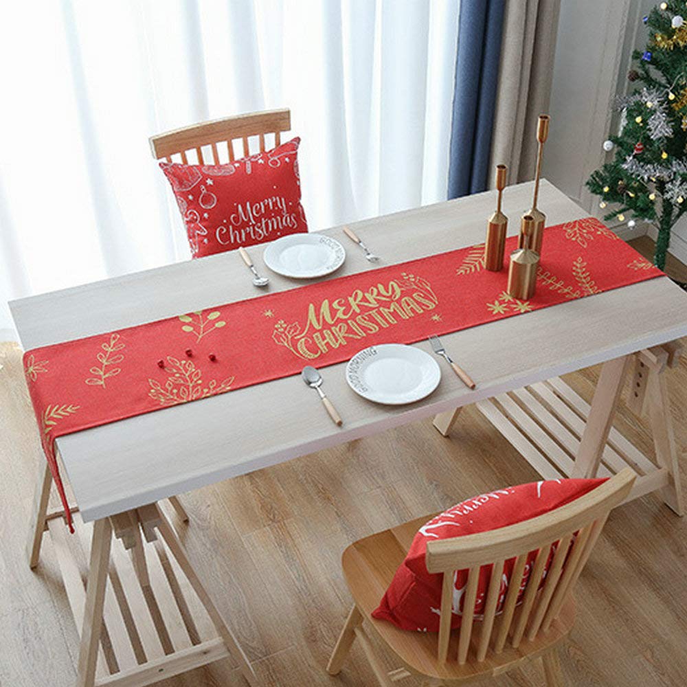 dirran Christmas Table Runner Linen Table Flag Tablecloths Party Decoration Creative Table Runner Table Decoration Holiday Table Decor (30240)