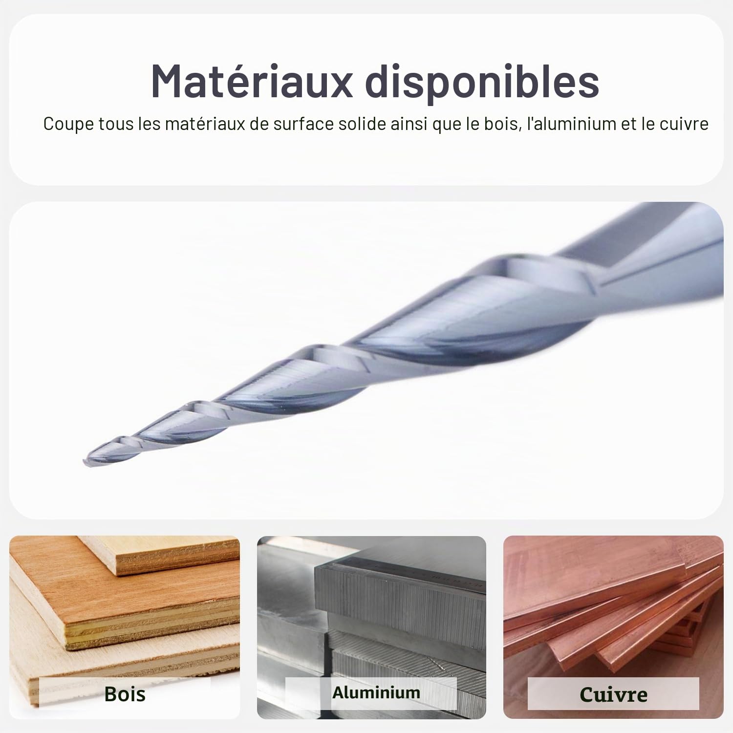 SpeTool Fraise Conique Fraise Defonceuse 6mm Rayon de 0,5 mm 4,7 Degrés Fraise CNC en Carbure de Tungstène avec Revêtement TiAIN pour la Sculpture et la Gravure en 2D et 3D dans le Travail du Bois