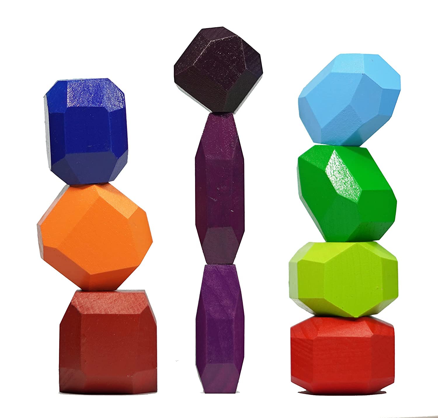 Wooden Stacking Stones Colorful Stacking Toy Toddler Toys Rocks Balancing Stones for Kids, 1 Piece