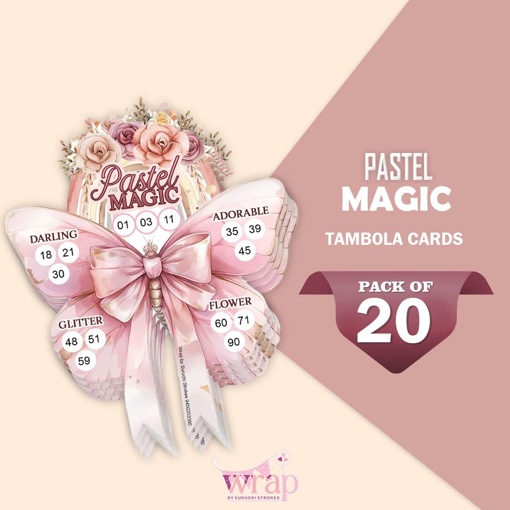 Pink Butterfly Tambola Tickets - Party Game Fun -3
