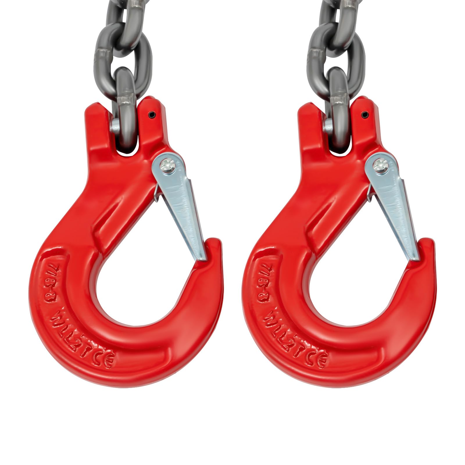 OUKANING 8MM G80 Kettengehänge 3m 5T, Vierstrang-Kettenschlinge mit 2 Sicherheitshaken, Hebekette aus Manganstahl, Rundschlinge für Kran, Transport, Ladungssicherung Baustelle/Lager