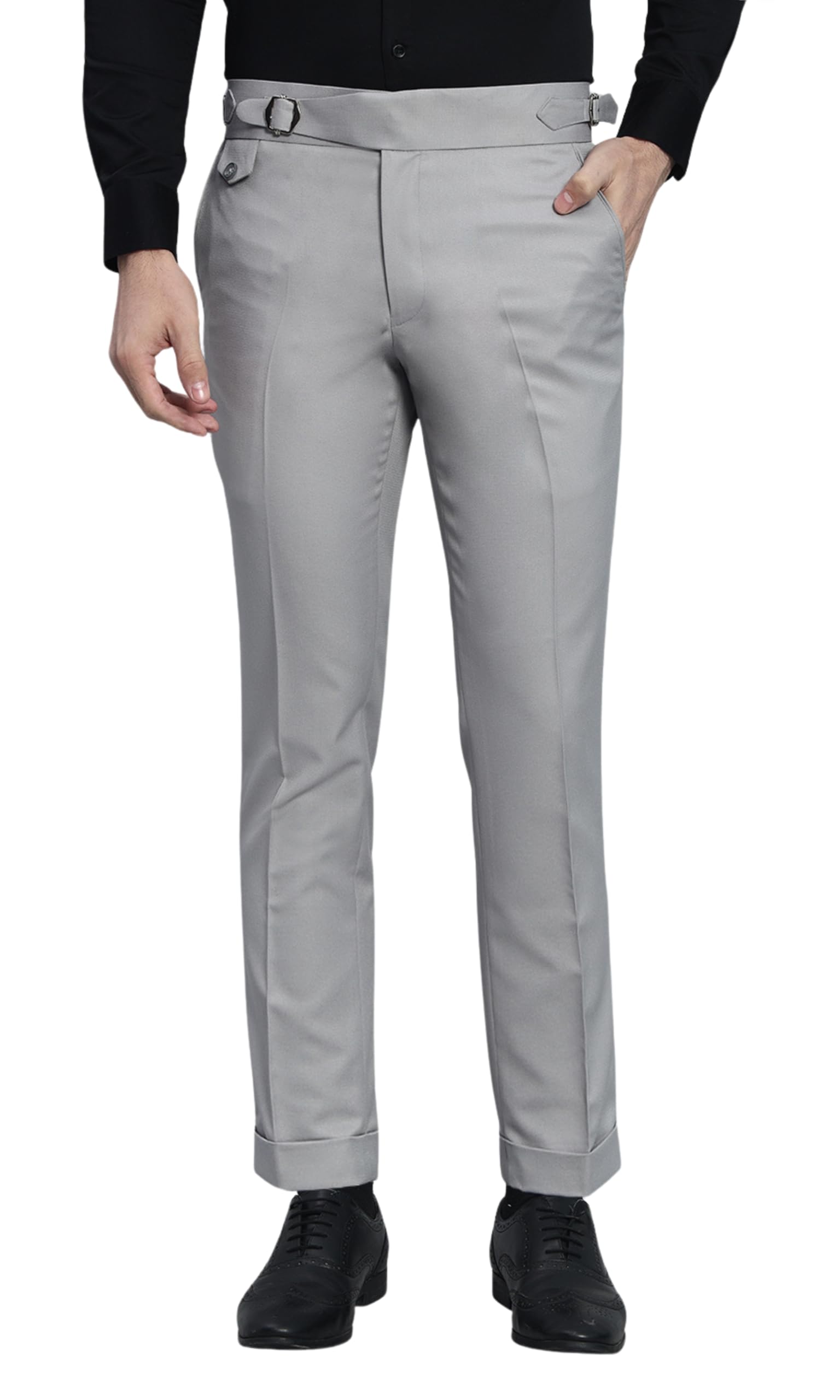 Gurkha Pants for Men | Trouser for Men | Formal Pant | Single Buckle | Regular Fit Trouser High Waist Pleated Casual Trousers | Straight Leg Pants for Office Smart Casual Travel Party-picture-20