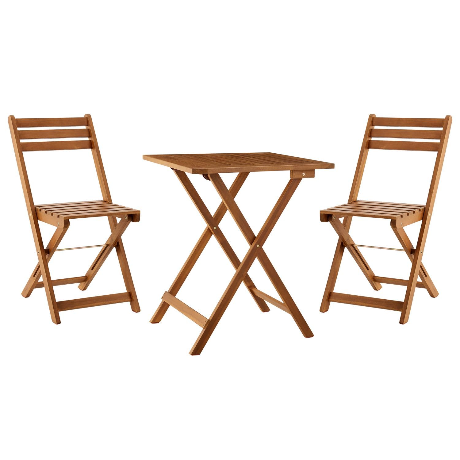 Juskys set di mobili da terrazzo Bala - Set di mobili in legno pieghevoli e salvaspazio da tre pezzi per due persone - Tavolo e sedie da giardino
