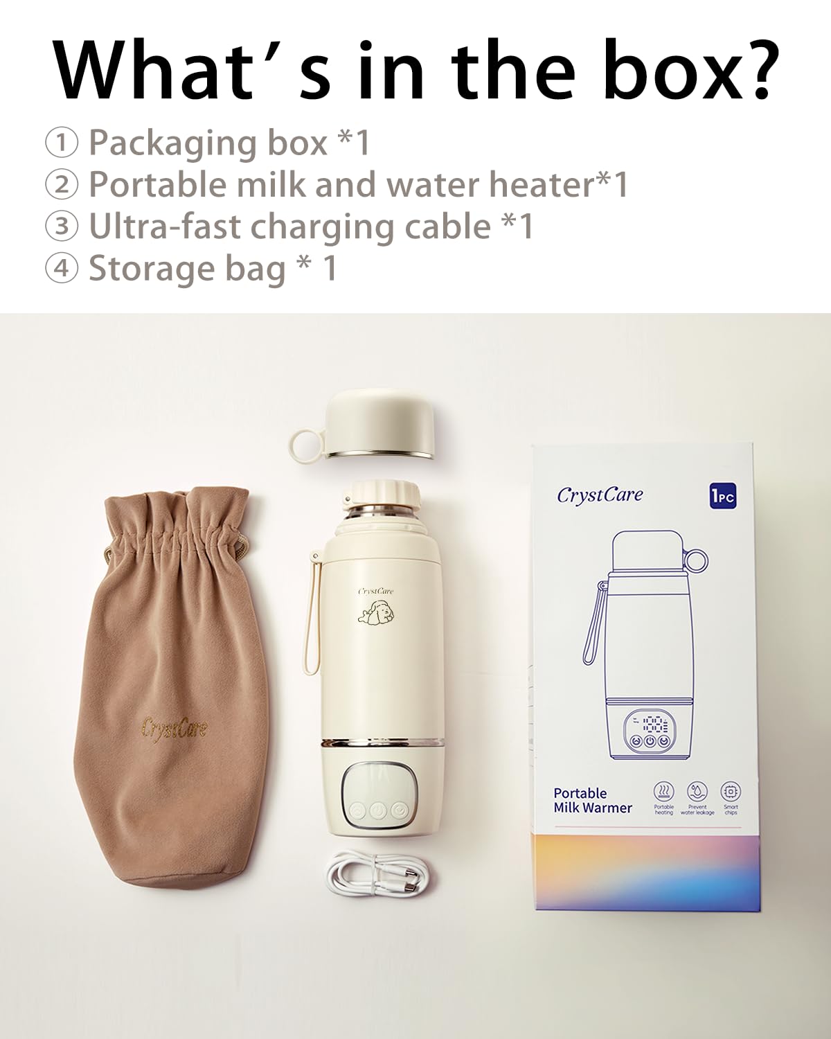 Calentador de biberones portátil para viajes, calentador de leche recargable por USB con control digital de temperatura, calentador de leche materna para bebé para coche y uso al aire libre