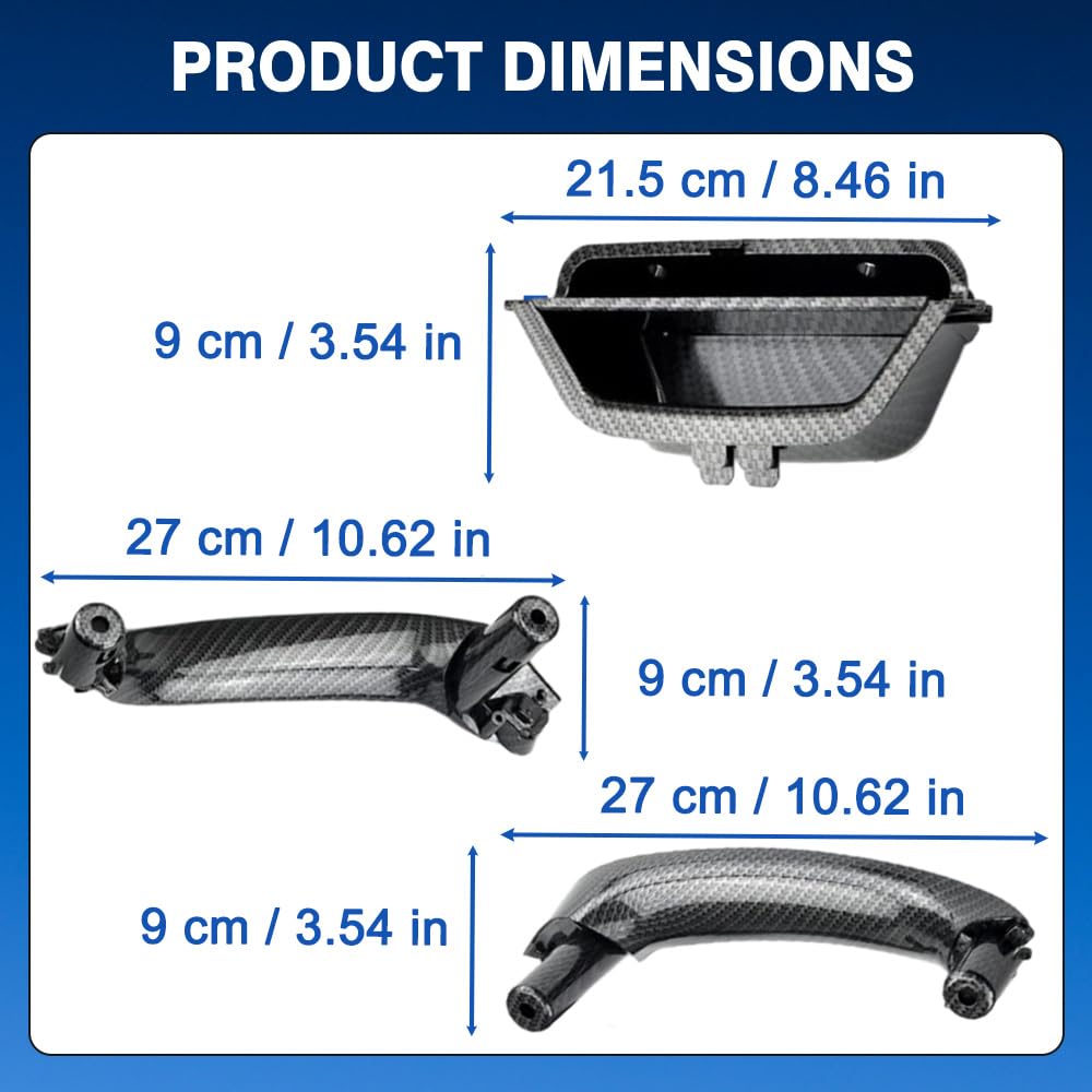 Poignée de porte intérieure de voiture - Garniture intérieure de rechange compatible avec BMW X3 F25 X4 F26 2010-2017 51417250307 51419209216 - Modèles d'entraînement à poignée gauche