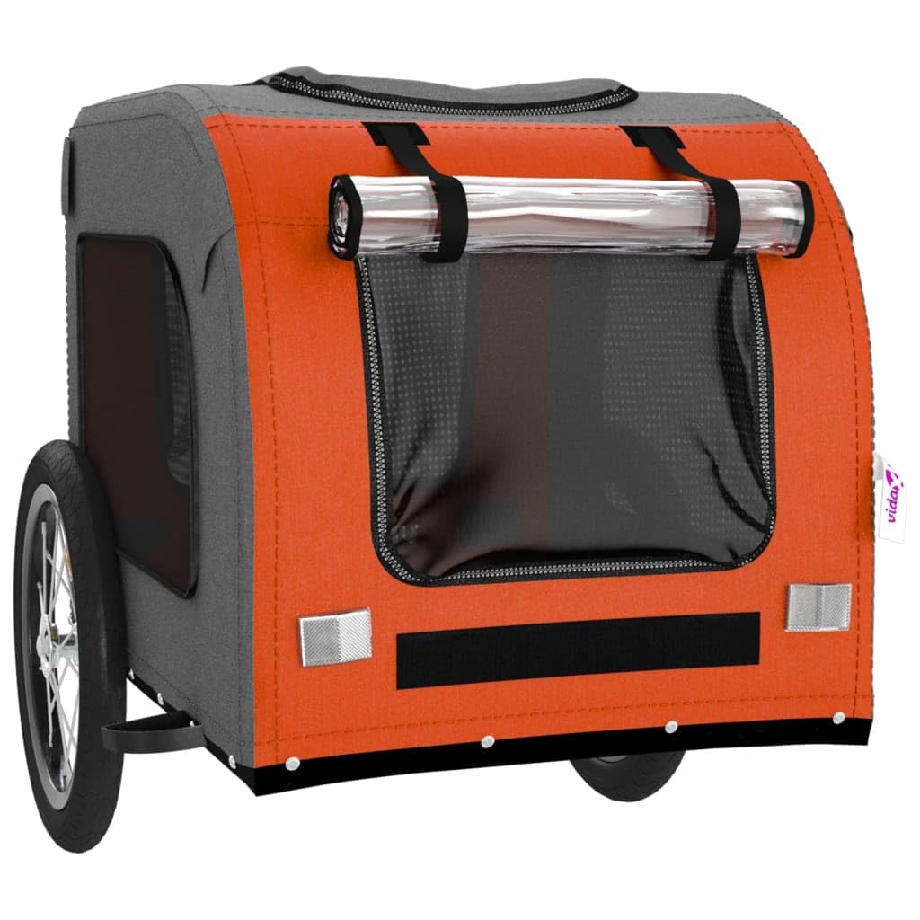 Remorque de Vélo pour Chien, Chariot Transport pour Animaux de Compagnie Orange et Gris 125x64x66 cm