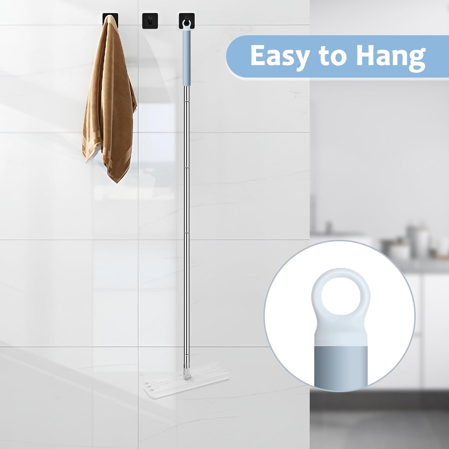 BOSHENG Mop Handle Extension Rods, for Extending Flat Mop, Mop Replacement Handle, Adjustable Steel Mop Handle Rods, 5 Pack