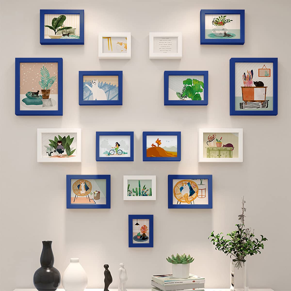 wyooxoo 5x7 Picture Frames Set of 4 Dark blue Solid Wood Photo Frames Colorful Frame with HD Plexiglass, Wall or Tabletop Display