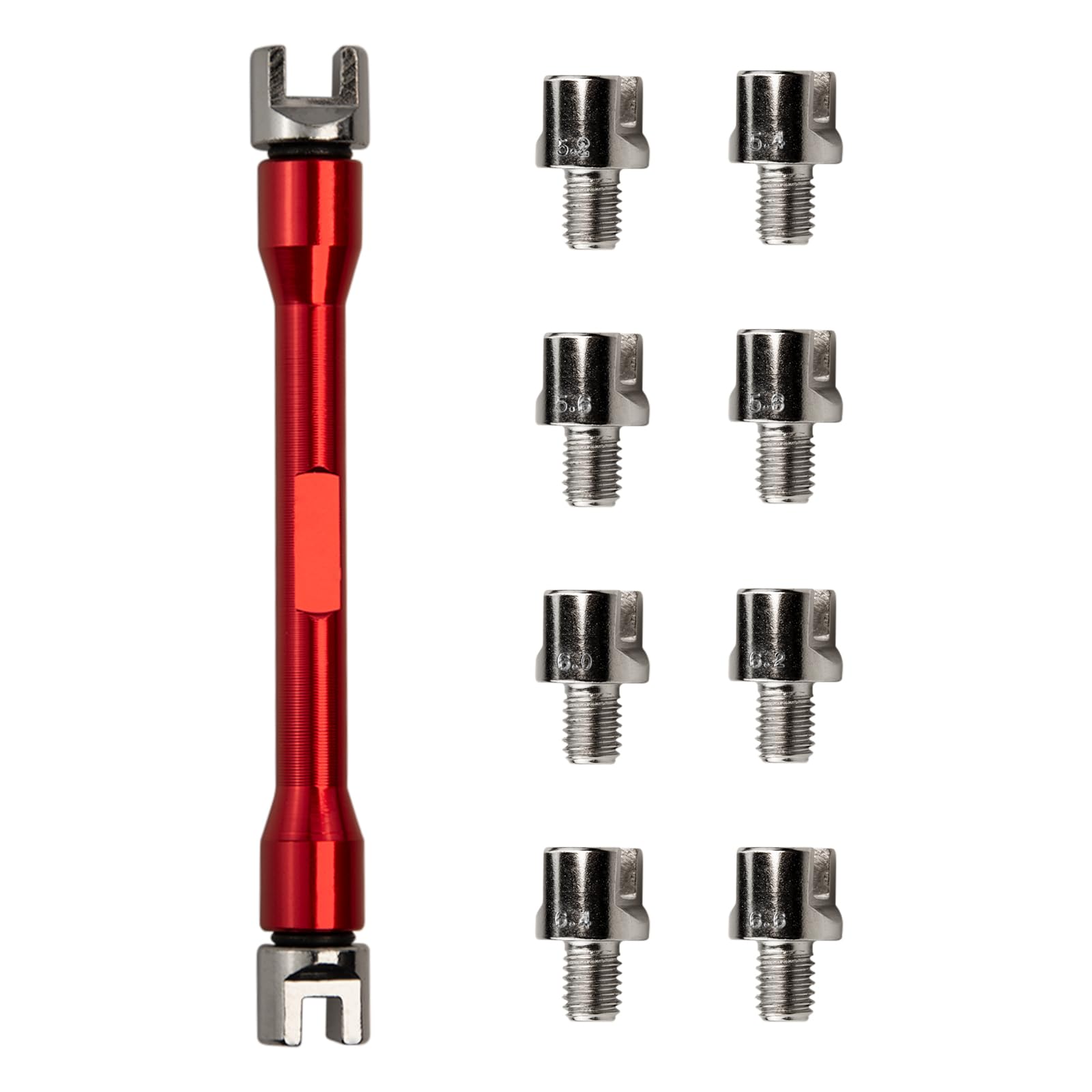 Clé à rayons pour moto, jeu de clés CNC dynamométriques à rayons de rechange de 93 mm longueur de 5,0 à 6,8, étui d'emballage pour clés à rayons de moto tout-terrain pour la plupart des motos (rouge)