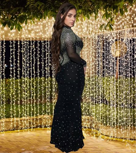Image of PORRCEY Women's Sexy Elegant Rhinestone Bodycon Dress Hot Drilling Clubwear