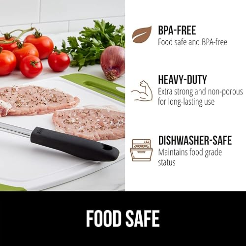 Miniatura 5 de Gorilla Grip - Tabla de cortar extragrande, mango de fácil agarre, surcos para jugos, antideslizante y gruesa. Apta para lavavajillas, no porosa, de