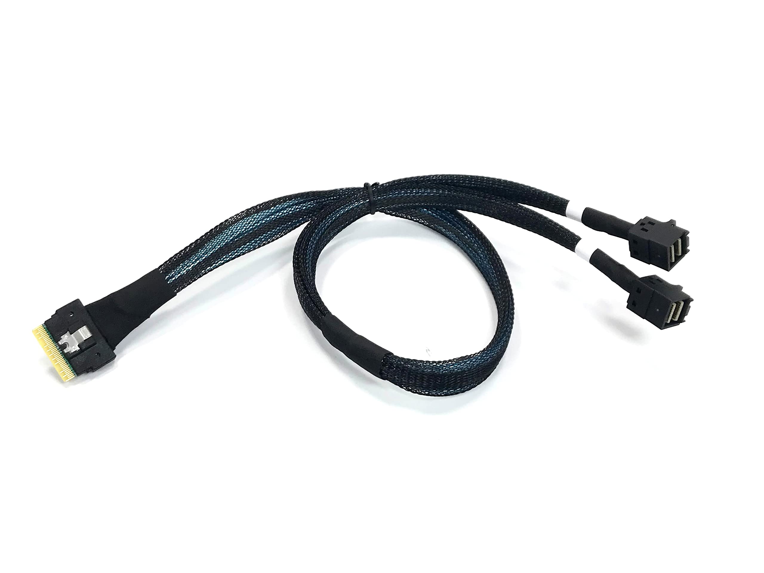 Micro SATA Cables|SlimSAS 8i SFF-8654 to 2X Mini SAS SFF-8643 Cable (50CM) - 24Gbps SAS & 16GT/s PCIe Signal Transmission