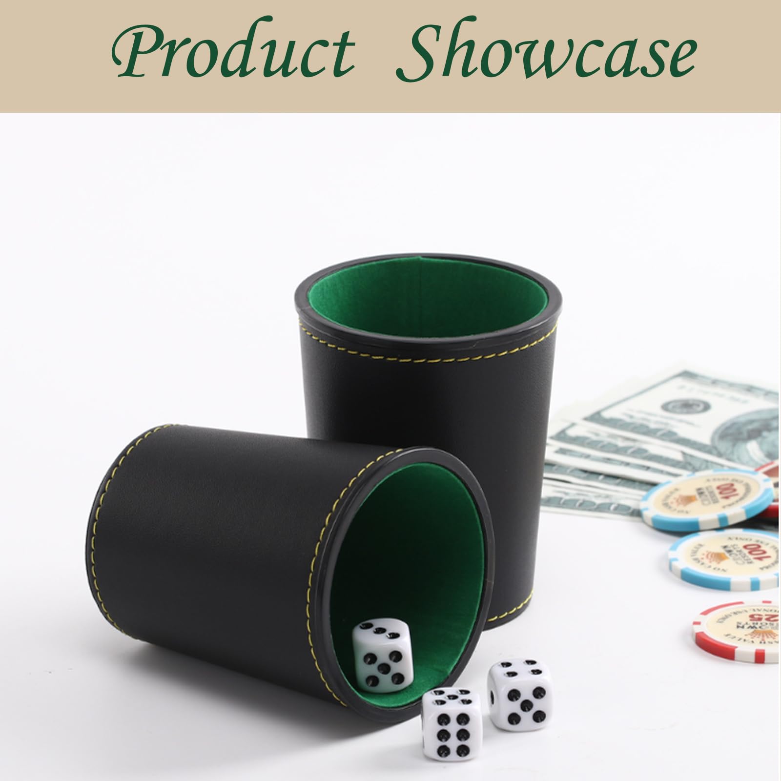 5 Pièces Tasse à Lancers 25 Dés, Tasse à Jets en Cuir, Set de Dés en Cuir, Coupes de Lancers de Haute Qualité, Coupe Noire pour Jets, Idéal pour Réunions Familiales, Bars, KTV et Jeux de Camping